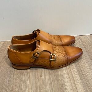 TAFT The Lucca Monk Shoe Honey Floral Brown Leather Men’s Dress Shoes US10 EU43